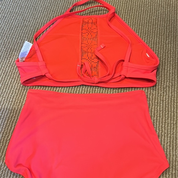 NWOT AERIE fluorescent orange high waist bikini size S/M - Picture 4 of 10